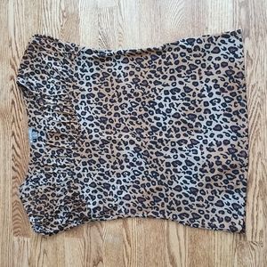 (S) Spanner Cheetah Animal Print Ruched Back Detail Short Sleeve Top